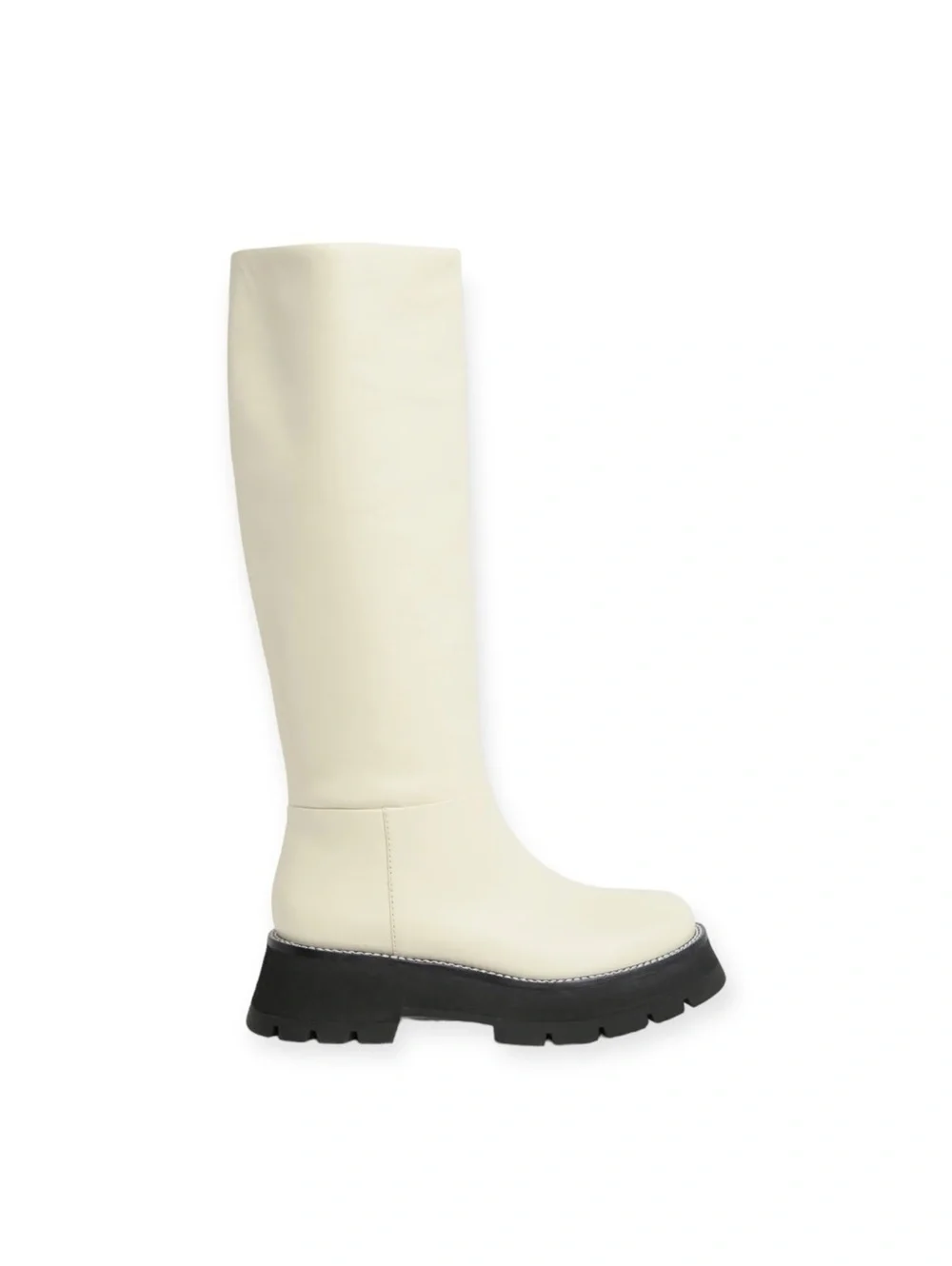 NEW 3.1 Phillip Lim Kate Lug Sole Knee High Boots in Bone/Black, Size 38.5